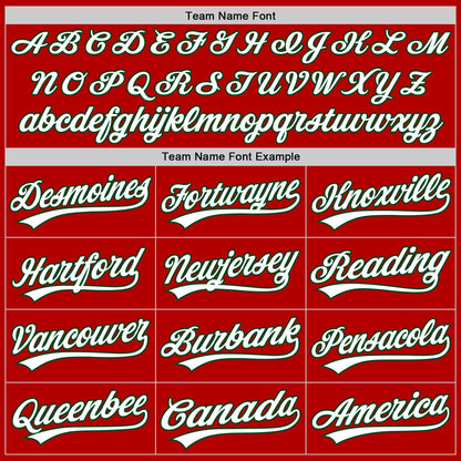 Custom Red White-Green Authentic Throwback Baseball Jersey - Sky-Custom