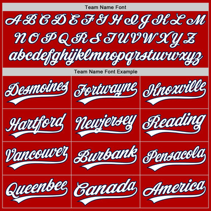 Custom Red White-Navy Authentic Throwback Baseball Jersey - Sky-Custom