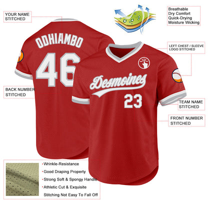 Custom Red White-Gray Authentic Throwback Baseball Jersey - Sky-Custom