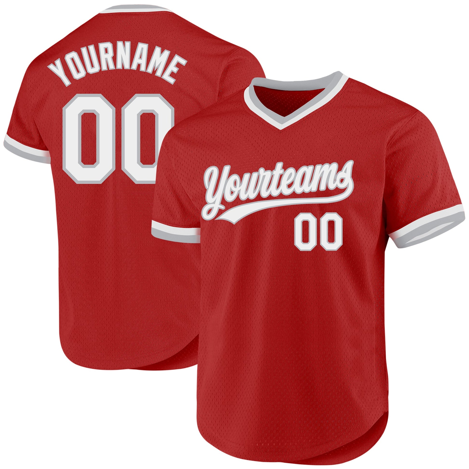 Custom Red White-Gray Authentic Throwback Baseball Jersey - Sky-Custom