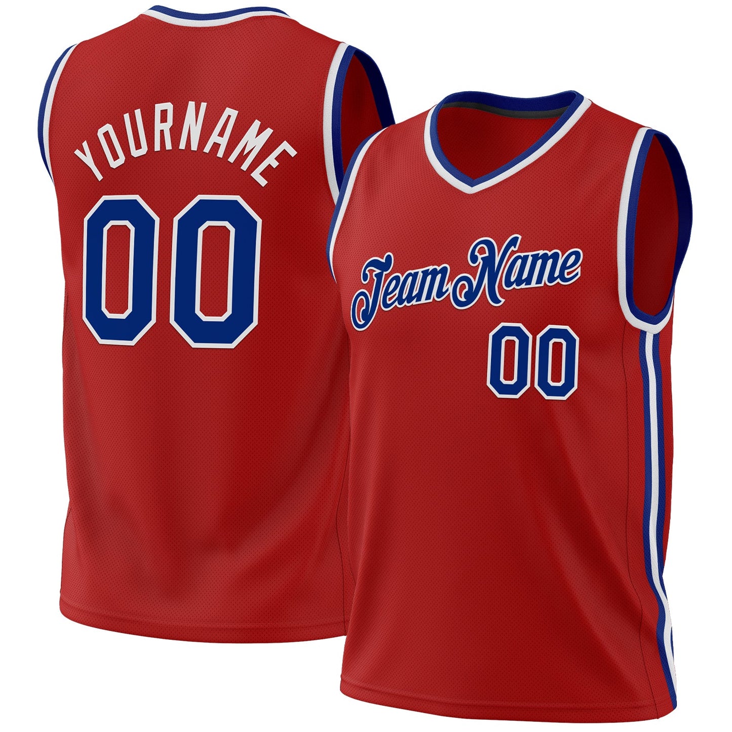 Custom Red Royal-White Authentic Throwback Basketball Jersey - Sky-Custom