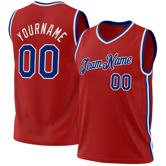 Custom Red Royal-White Authentic Throwback Basketball Jersey - Sky-Custom