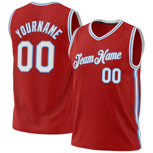 Custom Red White-Light Blue Authentic Throwback Basketball Jersey - Sky-Custom