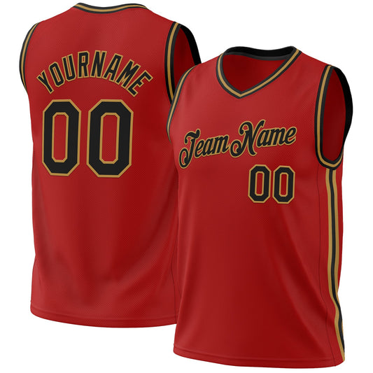 Custom Red Black-Old Gold Authentic Throwback Basketball Jersey - Sky-Custom