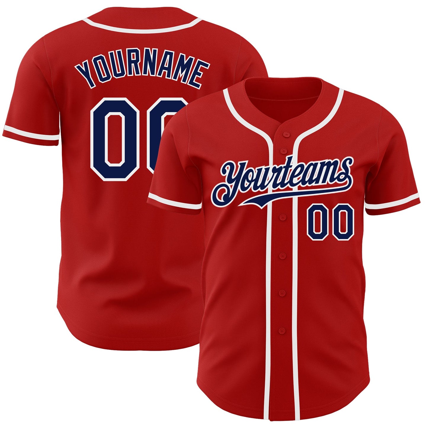 Custom Red Navy-White Authentic Baseball Jersey - Sky-Custom