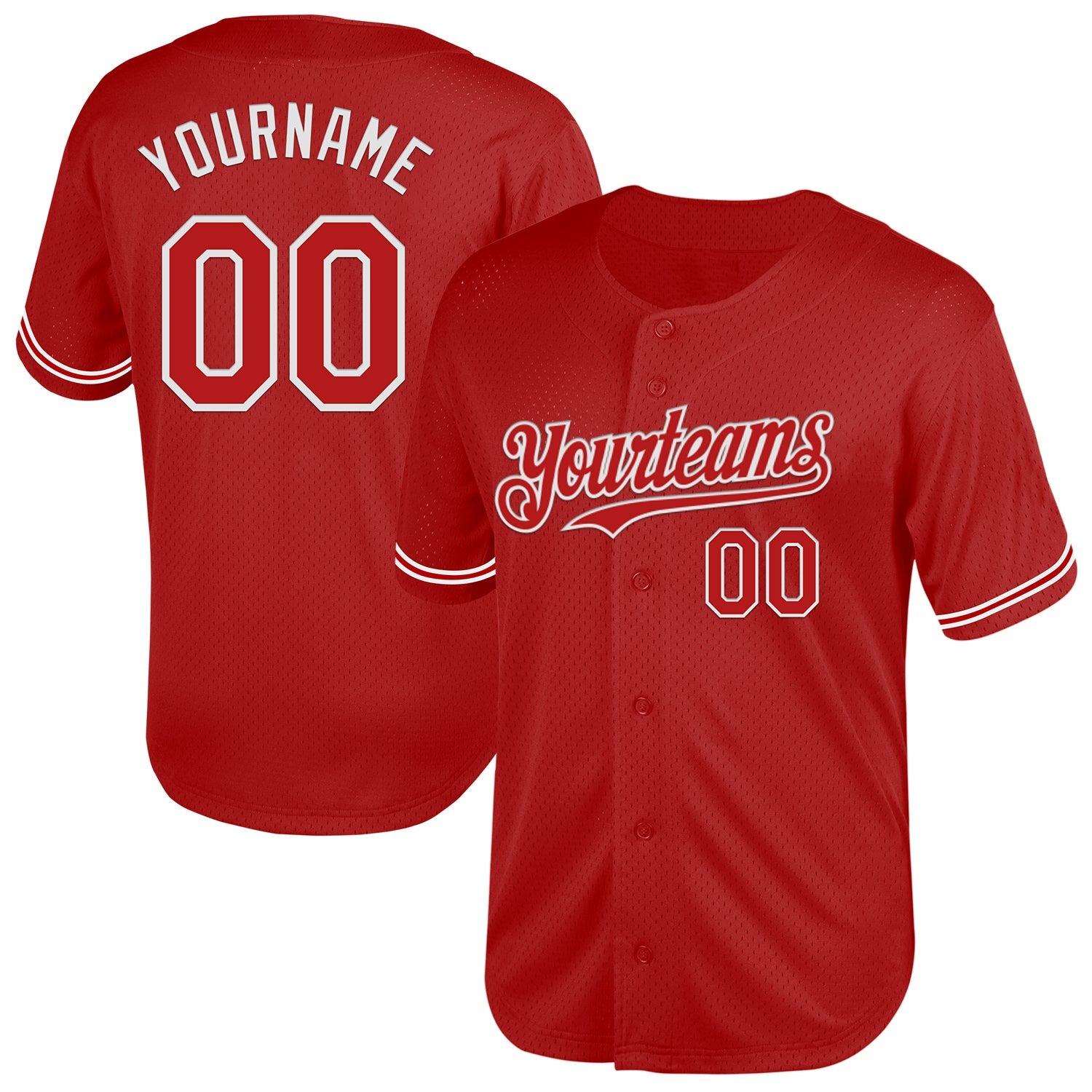Custom Red White Mesh Authentic Throwback Baseball Jersey - Sky-Custom