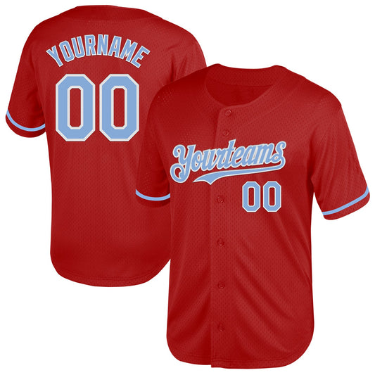 Custom Red Light Blue-White Mesh Authentic Throwback Baseball Jersey - Sky-Custom