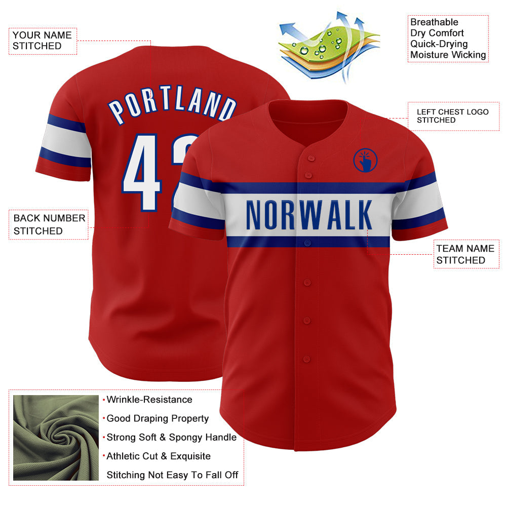 Custom Red Black-Royal Authentic Baseball Jersey - Sky-Custom