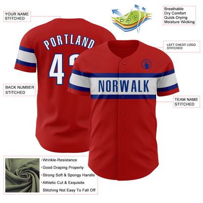 Custom Red Black-Royal Authentic Baseball Jersey - Sky-Custom
