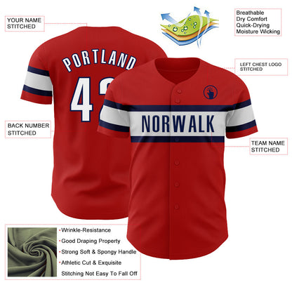 Custom Red Black-Navy Authentic Baseball Jersey - Sky-Custom