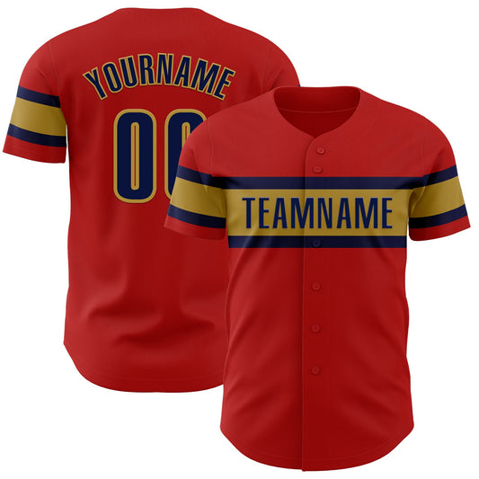 Custom Red Black-Old Gold Authentic Baseball Jersey - Sky-Custom