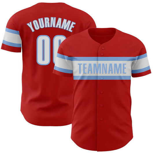 Custom Red White-Light Blue Authentic Baseball Jersey - Sky-Custom