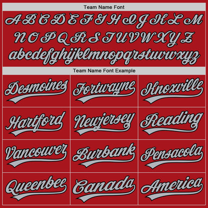 Custom Red Gray Pinstripe Black Authentic Baseball Jersey - Sky-Custom