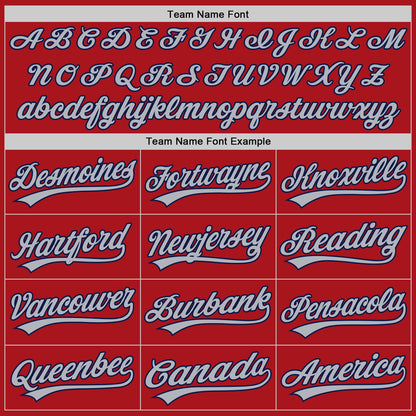Custom Red Gray Pinstripe Navy Authentic Baseball Jersey - Sky-Custom