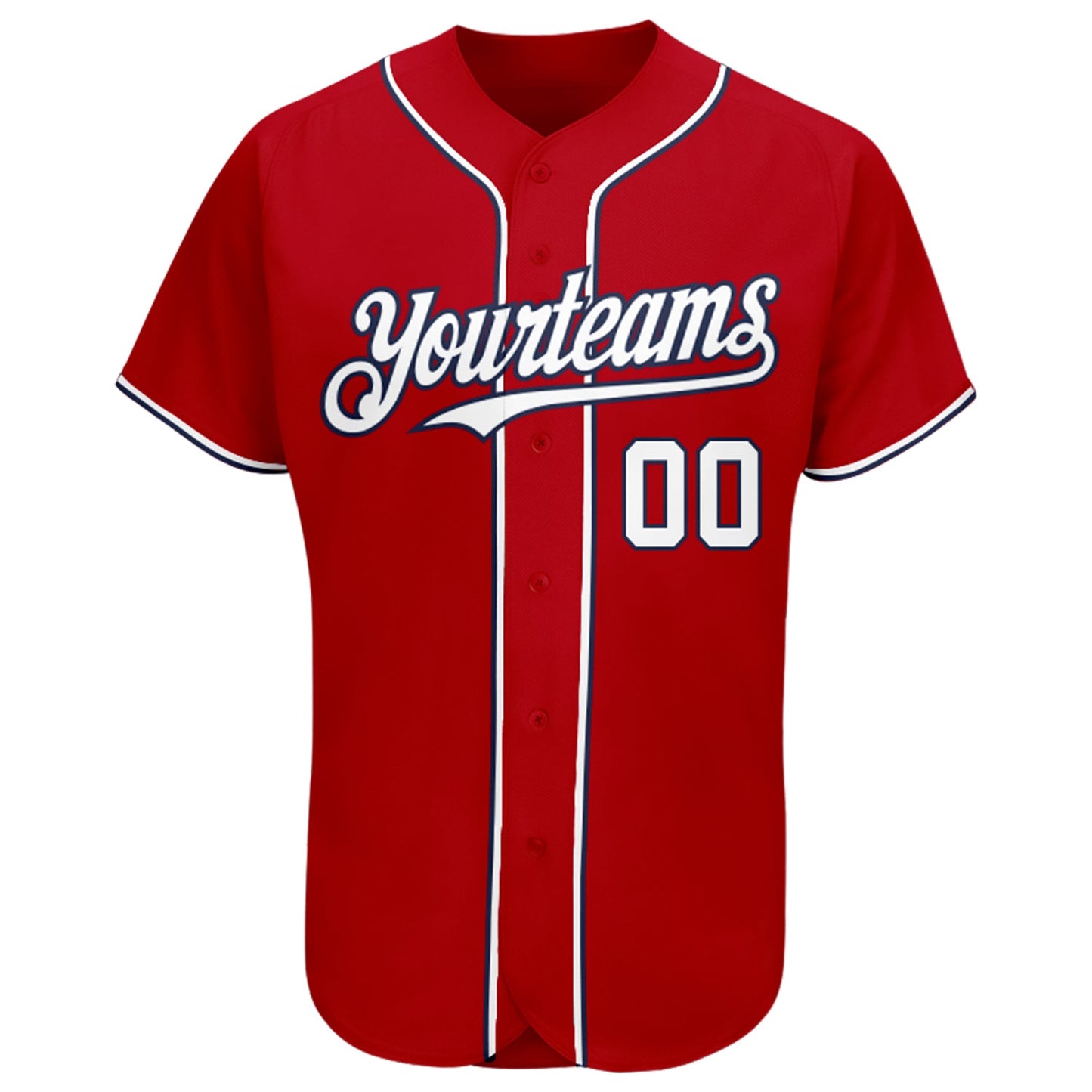 Custom Red White-Navy Authentic Baseball Jersey - Sky-Custom