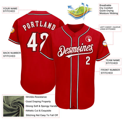 Custom Red White-Black Authentic Baseball Jersey - Sky-Custom