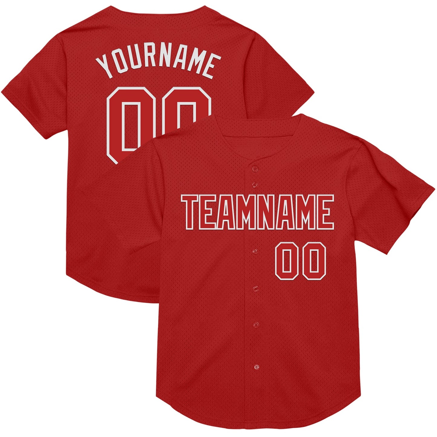 Custom Red White Mesh Authentic Throwback Baseball Jersey - Sky-Custom