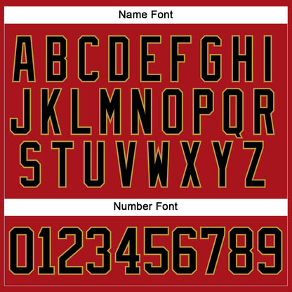 Custom Red Black-Old Gold Hockey Lace Neck Jersey - Sky-Custom