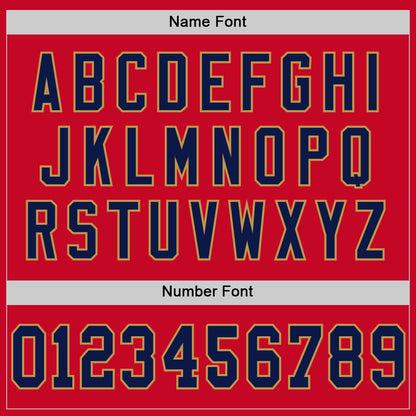 Custom Red Navy-Old Gold Mesh Authentic Throwback Football Jersey - Sky-Custom