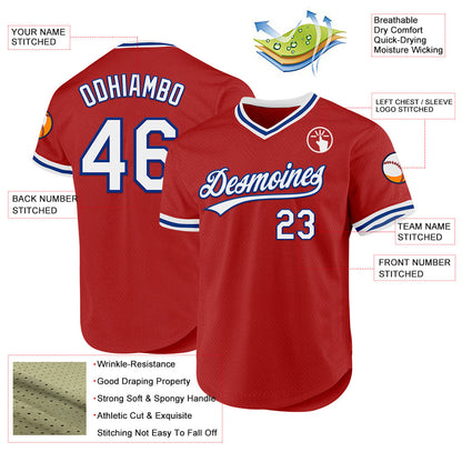 Custom Red White-Royal Authentic Throwback Baseball Jersey - Sky-Custom