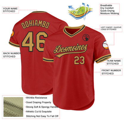 Custom Red Old Gold-Black Authentic Throwback Baseball Jersey - Sky-Custom