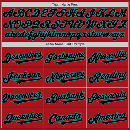 Custom Red Black-Teal Authentic Baseball Jersey - Sky-Custom