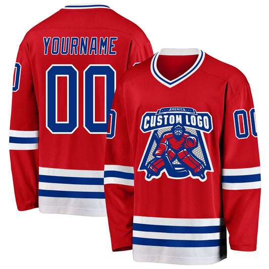 Custom Red Royal-White Hockey Jersey - Sky-Custom