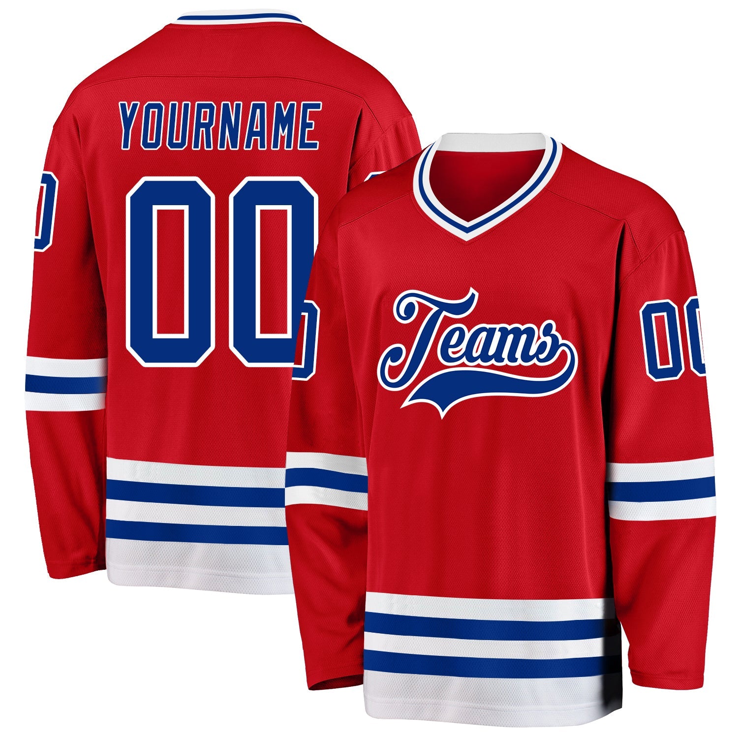 Custom Red Royal-White Hockey Jersey - Sky-Custom