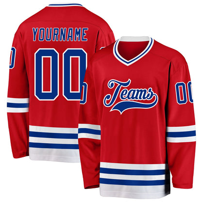 Custom Red Royal-White Hockey Jersey - Sky-Custom