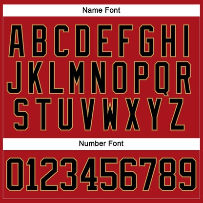 Custom Red Black-Old Gold Hockey Jersey - Sky-Custom