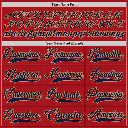 Custom Red Navy-Old Gold Hockey Jersey - Sky-Custom