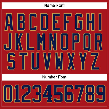 Custom Red Navy-Old Gold Hockey Jersey - Sky-Custom