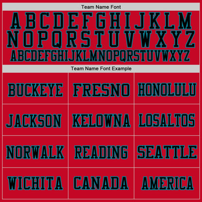 Custom Red Black-Teal Mesh Authentic Football Jersey - Sky-Custom