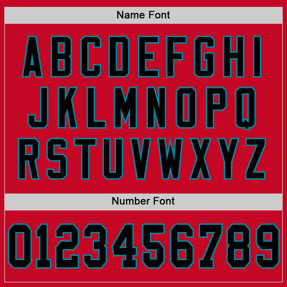 Custom Red Black-Teal Mesh Authentic Football Jersey - Sky-Custom