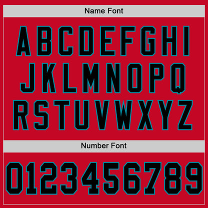 Custom Red Black-Teal Mesh Authentic Football Jersey - Sky-Custom