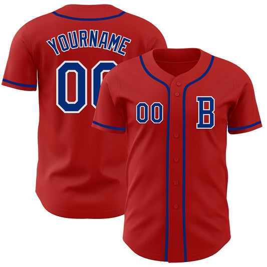 Custom Red Royal-White Authentic Baseball Jersey - Sky-Custom