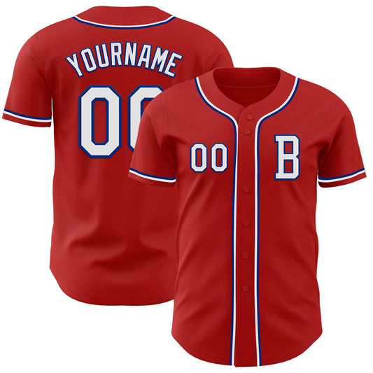 Custom Red White-Royal Authentic Baseball Jersey - Sky-Custom