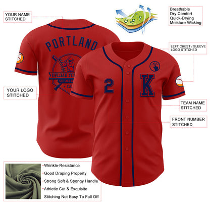 Custom Red Navy Authentic Baseball Jersey - Sky-Custom
