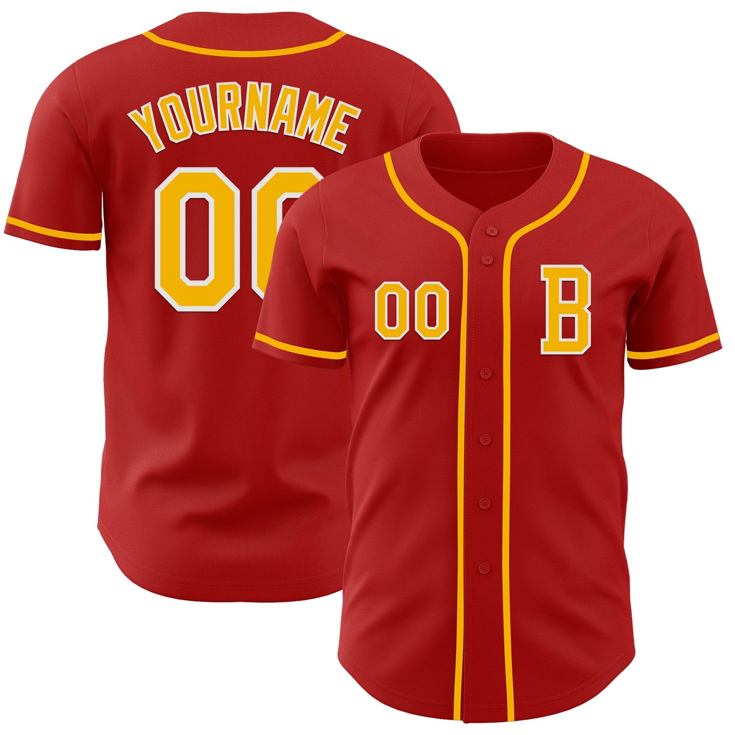 Custom Red Gold-White Authentic Baseball Jersey - Sky-Custom