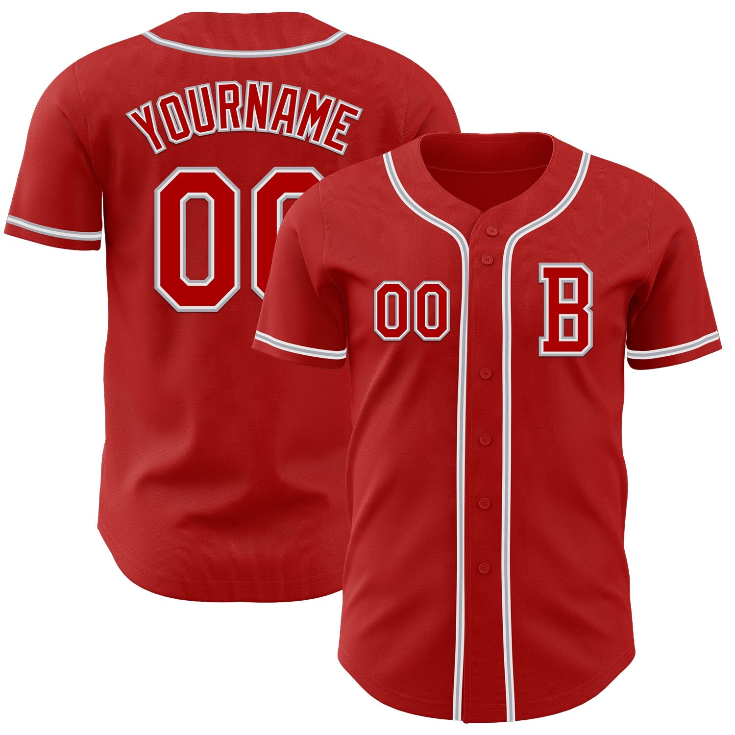 Custom Red White-Gray Authentic Baseball Jersey - Sky-Custom