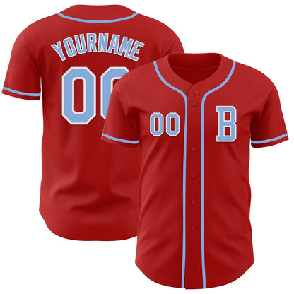 Custom Red Light Blue-White Authentic Baseball Jersey - Sky-Custom