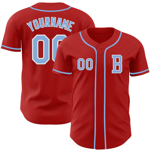 Custom Red Light Blue-White Authentic Baseball Jersey - Sky-Custom