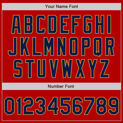 Custom Red Navy-Old Gold Authentic Baseball Jersey - Sky-Custom