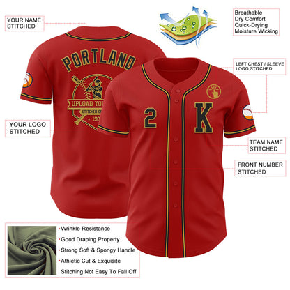 Custom Red Black-Old Gold Authentic Baseball Jersey - Sky-Custom