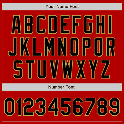 Custom Red Black-Old Gold Authentic Baseball Jersey - Sky-Custom