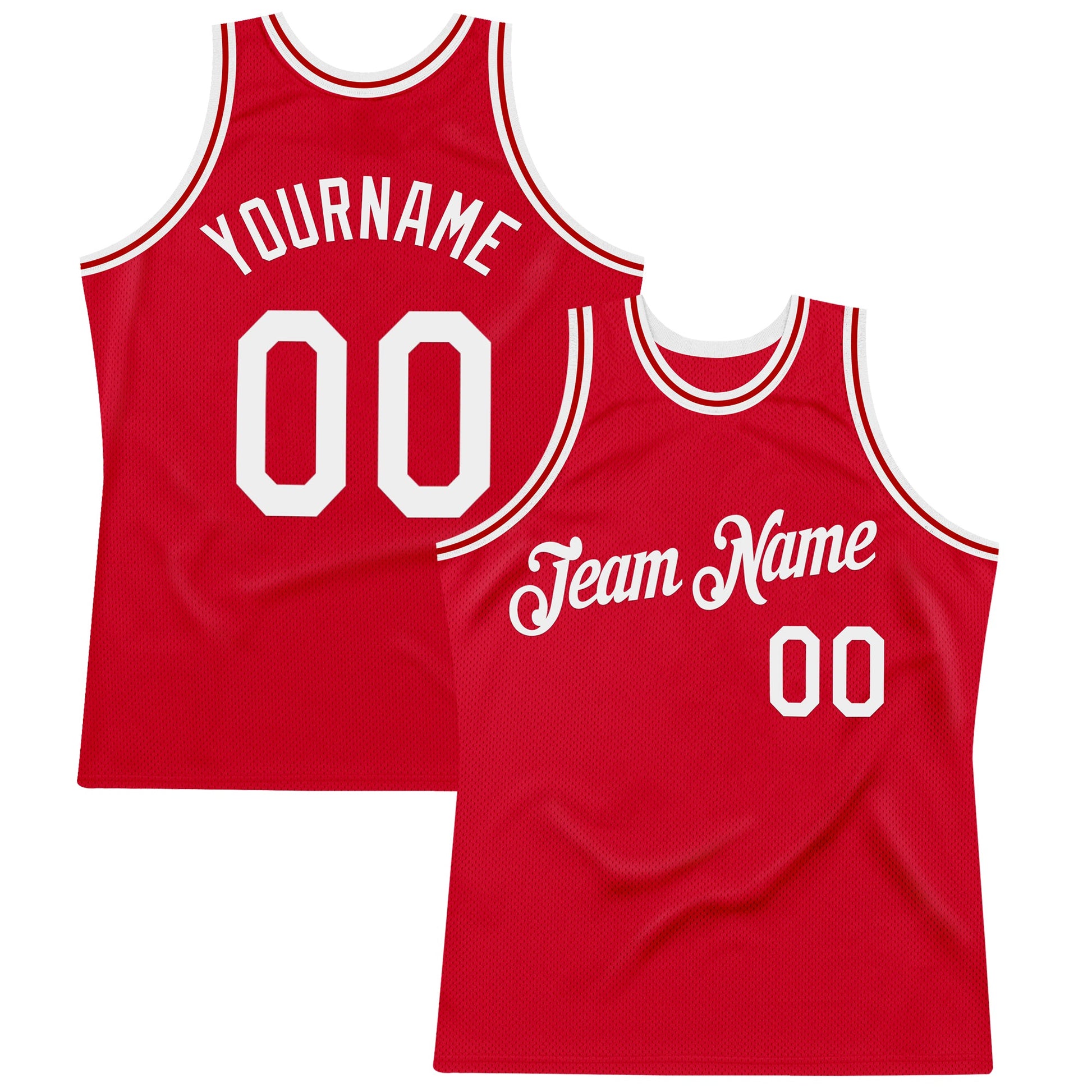 Custom Red White Authentic Throwback Basketball Jersey - Sky-Custom