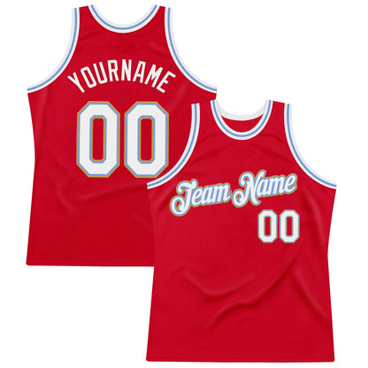 Custom Red Light Blue-Old Gold Authentic Throwback Basketball Jersey - Sky-Custom