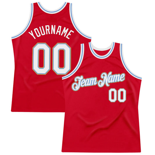 Custom Red Light Blue-Old Gold Authentic Throwback Basketball Jersey - Sky-Custom