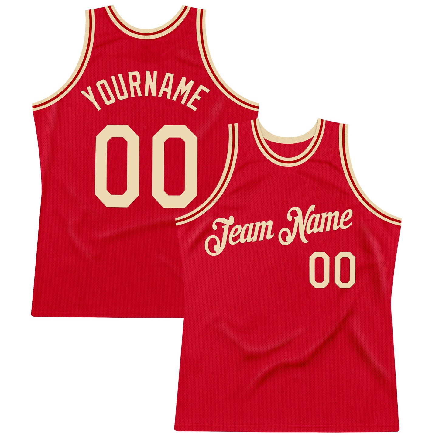 Custom Red Cream Authentic Throwback Basketball Jersey - Sky-Custom
