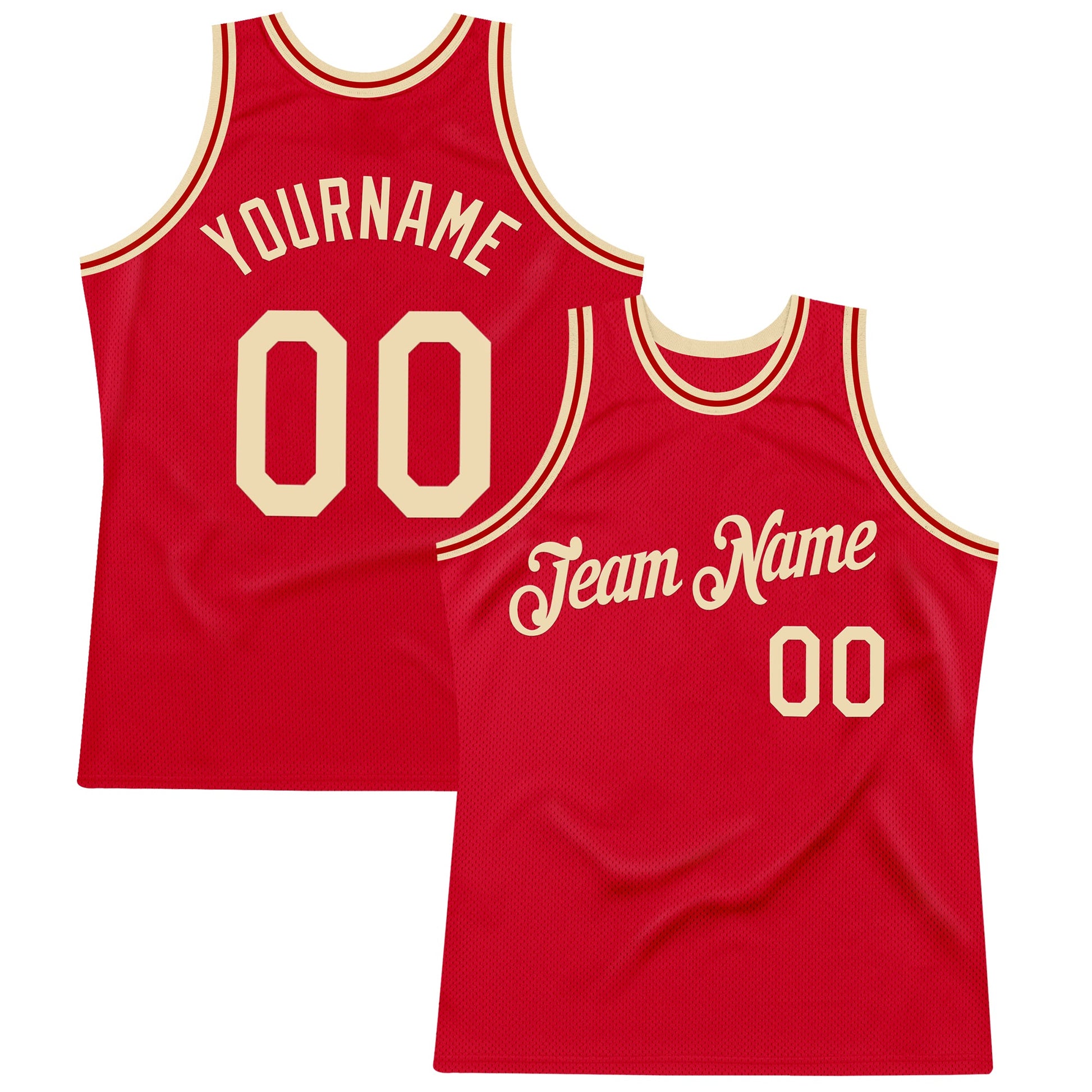 Custom Red Cream Authentic Throwback Basketball Jersey - Sky-Custom
